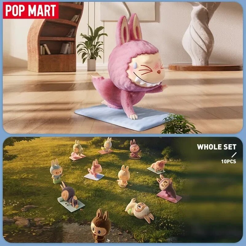 POP MART LABUBU THE MONSTERS Lazy Yoga Series Blind Box Toys Kawaii Аниме Фигурка Caixa Caja Surprise Mystery Box Dolls, Розовый, Унисекс — фото 1