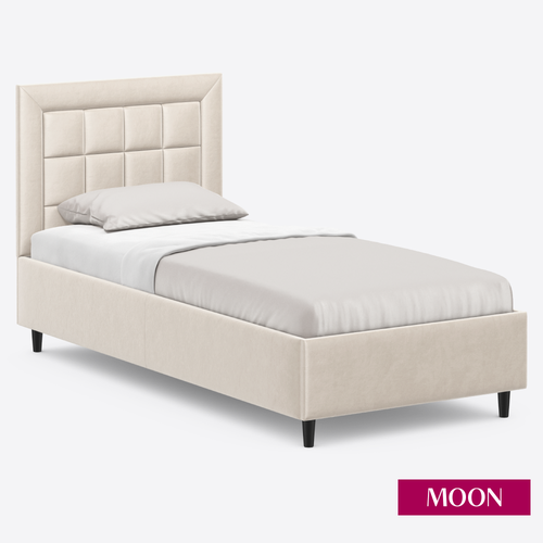 Кровать односпальная с подъемным механизмом на ножках, MOON FAMILY 1251, размер 90х200 см, велюр бежевый. Ортопедическое основание в комплекте