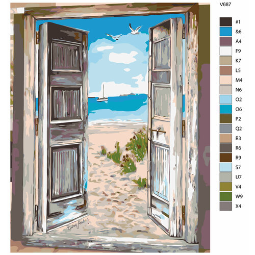 фото Картина по номерам v-687 "открытые двери к морю", 40x50 см brushes-paints