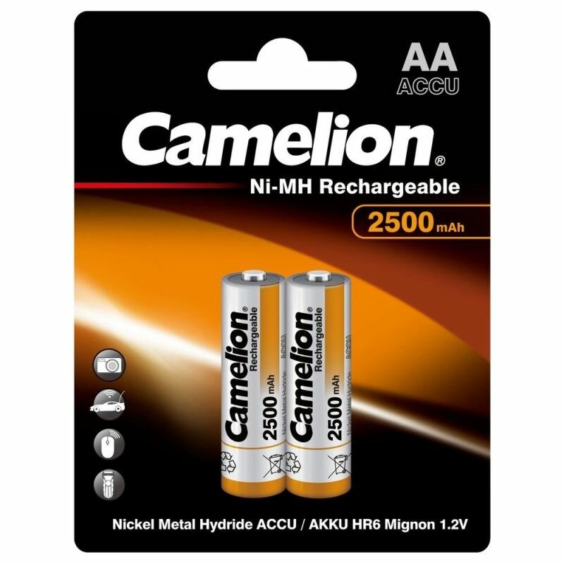Аккумуляторы Camelion AA, 2500 мАч, 1,2 В, блистер, 2 шт (6107)