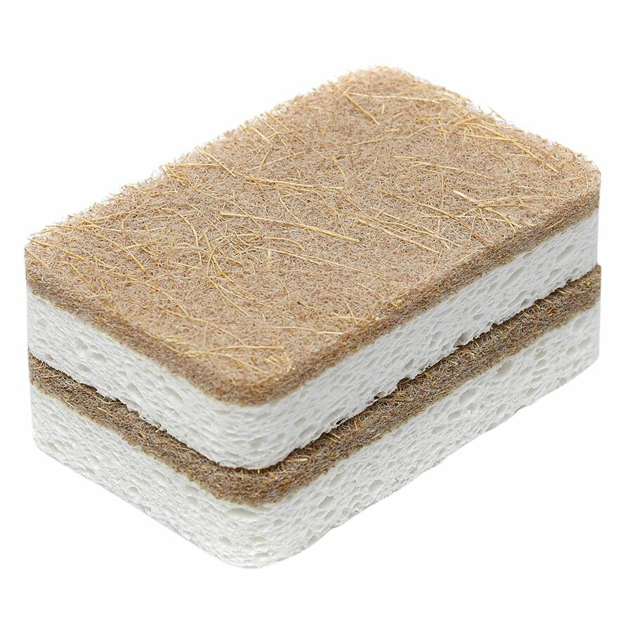 Набор губок для посуды из целлюлозы и кокосового волокна Eco Sponge белые 6 шт.