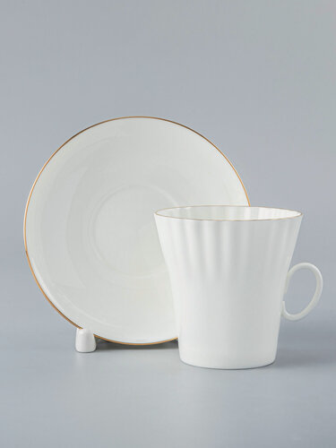 Изображение товара Кофейная пара "Золотой кантик" форма Одуванчик, 175мл , костяной фарфор Императорский фарфоровый завод