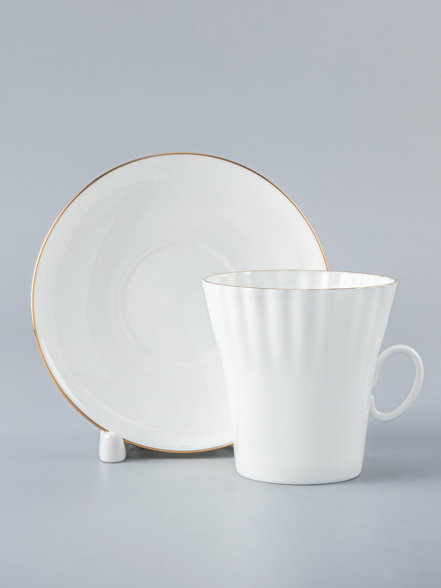 Кофейная пара "Золотой кантик" форма Одуванчик, 175мл , костяной фарфор Императорский фарфоровый завод