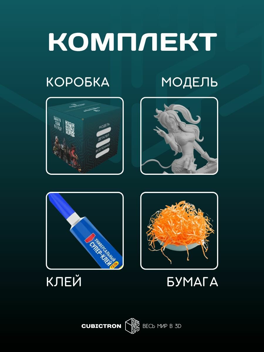 3D-фигурка "Николь" из видеоигры Zenless Zone Zero, серая, SLA-печать, 215 мм — фото 1