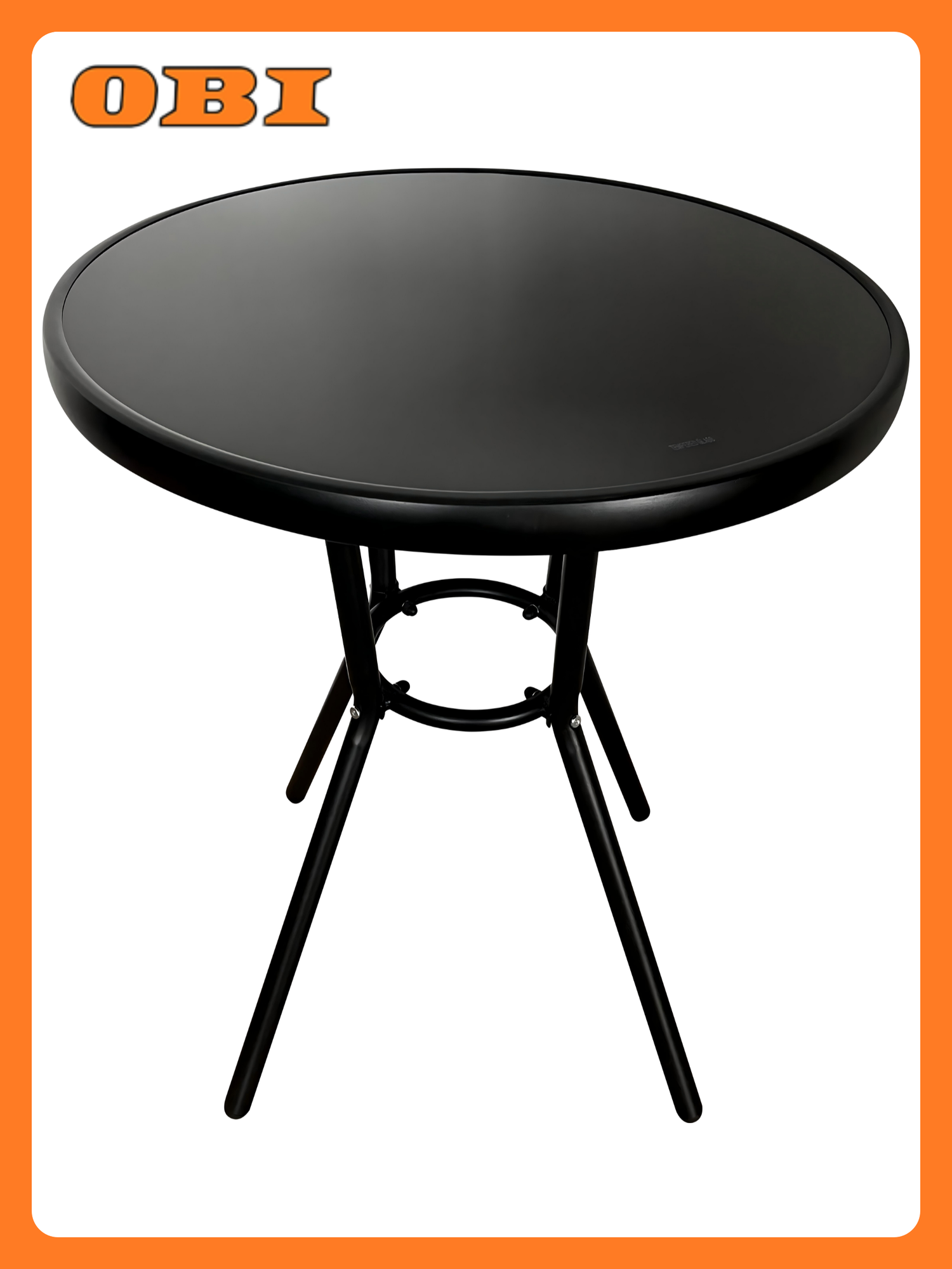 Стол садовый GIARDINO CLUB 60см, закаленное стекло, черный, круглый