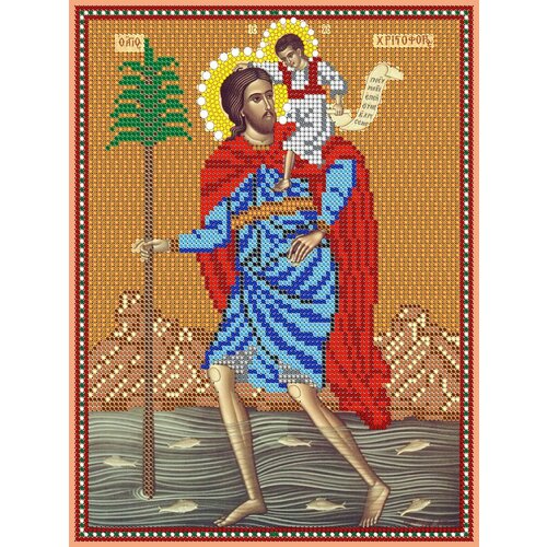 Вышивка бисером иконы Святой Христофор 19*24 см вышивка бисером иконы святой роман 19 24 см