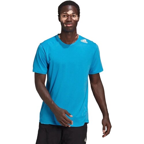 Футболка спортивная adidas, размер S, голубой, синий