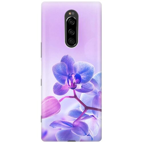 фото Cиликоновый чехол на sony xperia 1 / xz4 / сони иксперия 1 с принтом "лиловые орхидеи" gosso