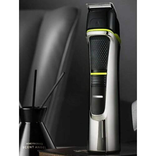 Профессиональный триммер для усов и бороды UP+, машинка для стрижки усов и бороды, носа, ушей, мужской триммер домашний, серебристый, салонный, черный,14в1,