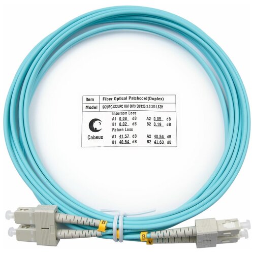 Оптический патч-корд Cabeus FOP-50-SC-SC-3m кабель lanmaster lan 2lc 2sc om3 5 0 оптический lc sc duplex 50 125 om3 lszh 5m