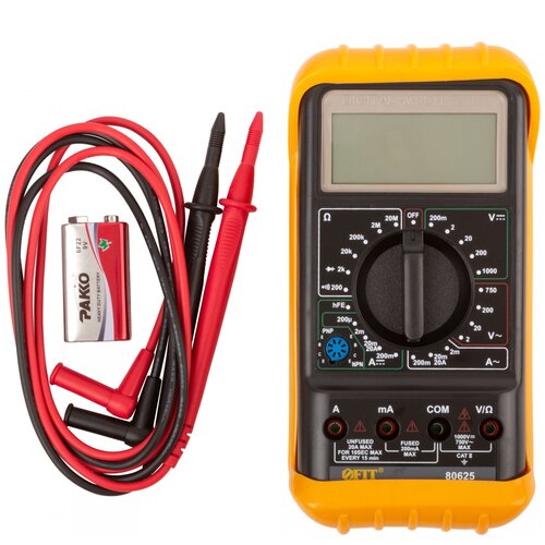 Мультиметр 0,1 мВ-1000 В; 0,1 В-750 В; 1 мкА-20 А; 0,1 Ом-20 МОм; коробка FIT