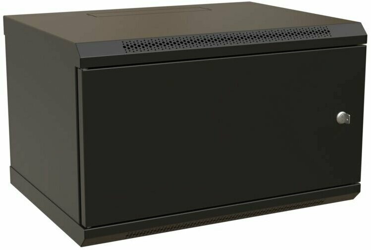 WRline WR-TW-0666-SR-RAL9004 Шкаф настенный 19-дюймовый (19"), 6U, 367x600х600мм, металлическая передняя дверь с замком