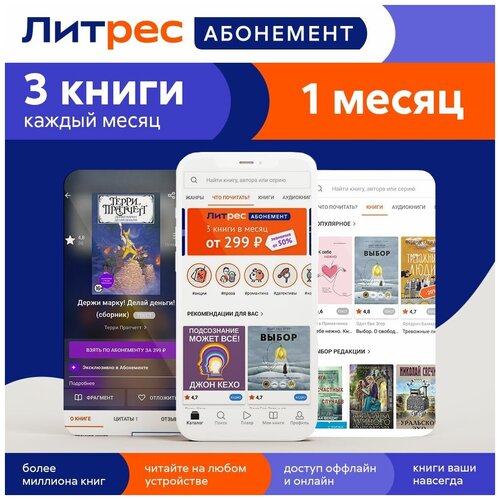 Литрес Абонемент на 1 месяц 39900₽