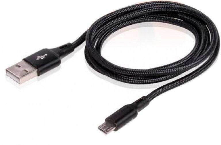 Кабель USB - micro USB 1м, черный нейлоновый AIRLINE - фото №6