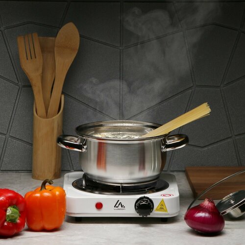 Плитка электрическая Luazon LHP-001 1 конфорка 1000 Вт нагреватель спираль белая 110400₽