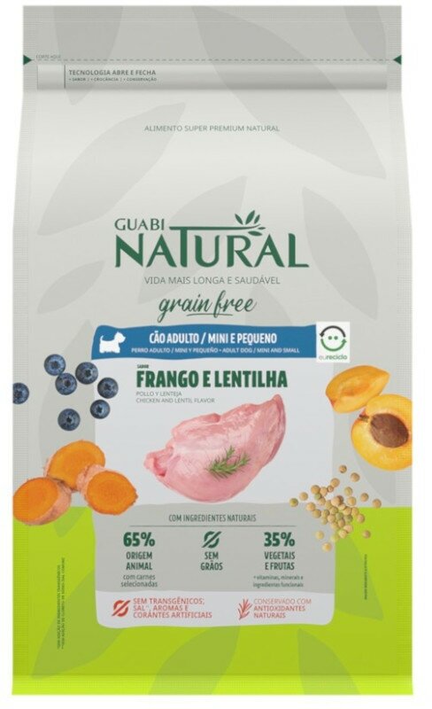 Guabi Natural Dog Grain Free сухой корм беззерновой для взрослых собак мелких пород цыпленок и чечевица - 1 кг