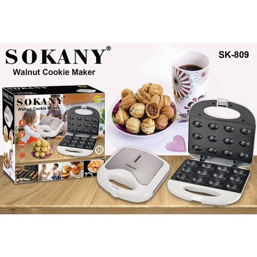 Орешница SOKANY SK-809/антипригарное покрытие/мощность прибора - 750 Вт/nuts/белый-черный