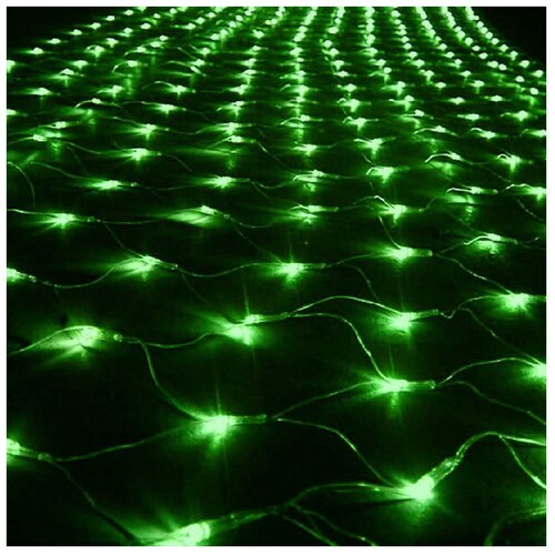 фото Гирлянда sh lights сетка для улицы ntld144, 150 х 100 см, 144 лампы, зеленые диоды/прозрачный провод