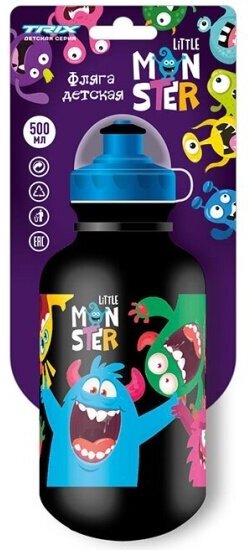 Trix Фляга Little Monster детская, 500 мл, защитная крышка, LDPE, фиолетовая