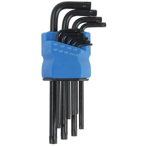 Набор ключей тундра black, TORX Tamper, удлиненные, CrV, TT10 - TT50, 9 шт. (1шт.)