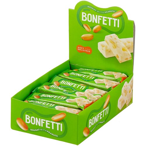 Нуга Bonfetti Нуга Bonfetti Батончик с арахисом, 25 г, 18 уп.