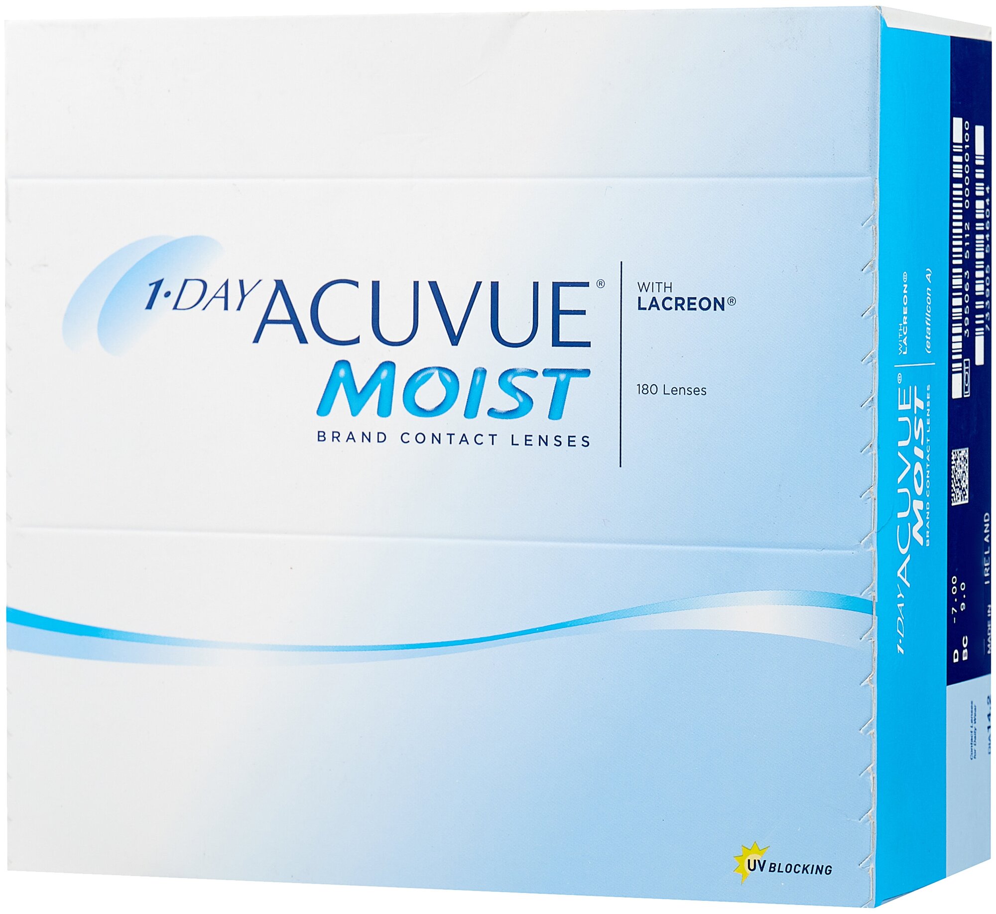 Контактные линзы ACUVUE 1-Day Moist (180 линз) -7.00 R 9.0, однодневные, прозрачные