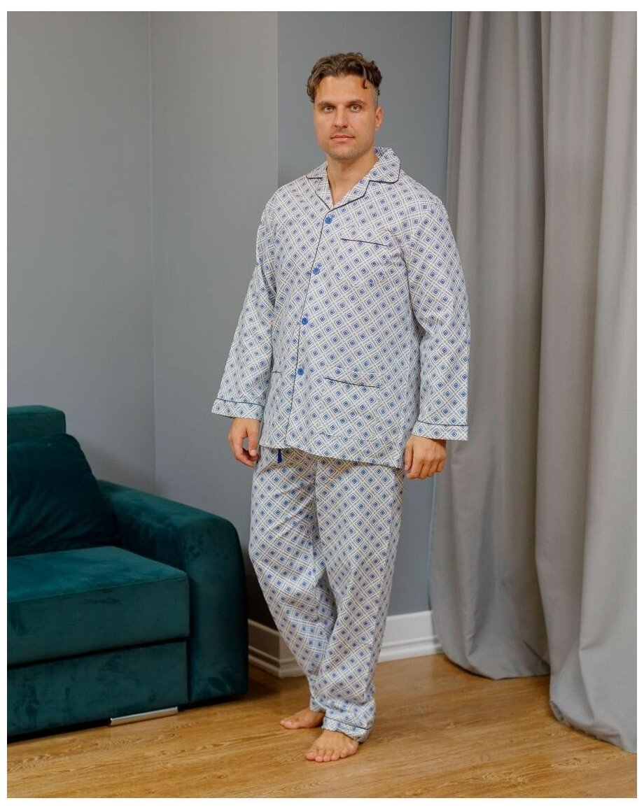 Пижама NUAGE.MOSCOW, рубашка, брюки, пояс на резинке, карманы, размер 46, мультиколор - фотография № 4