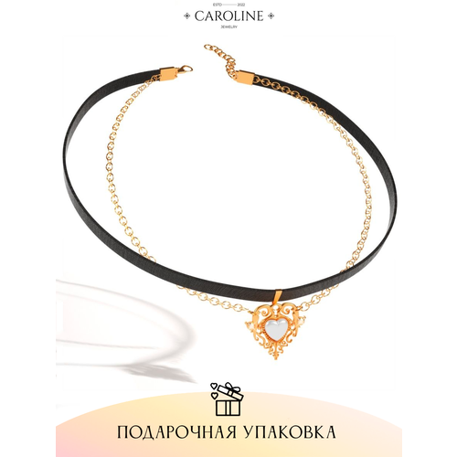 Чокер Caroline Jewelry, жемчуг имитация, кристалл, длина 30 см, золотой