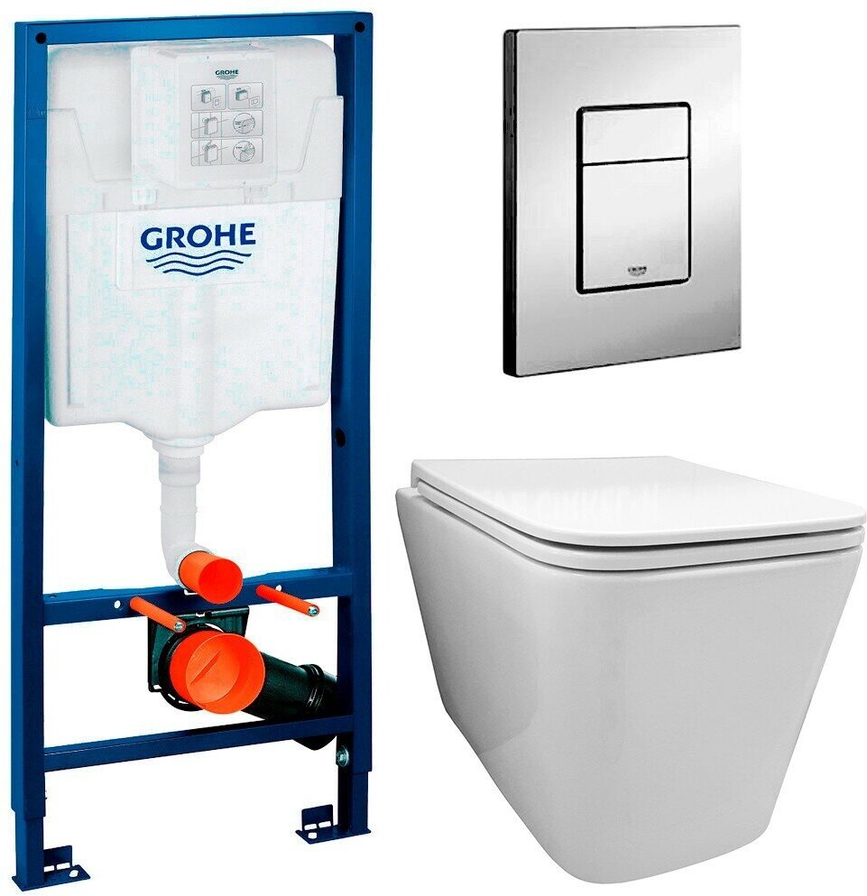 фото Инсталляция Grohe Rapid SL 38772001 + унитаз Fubini FB002 безободковый с сиденьем