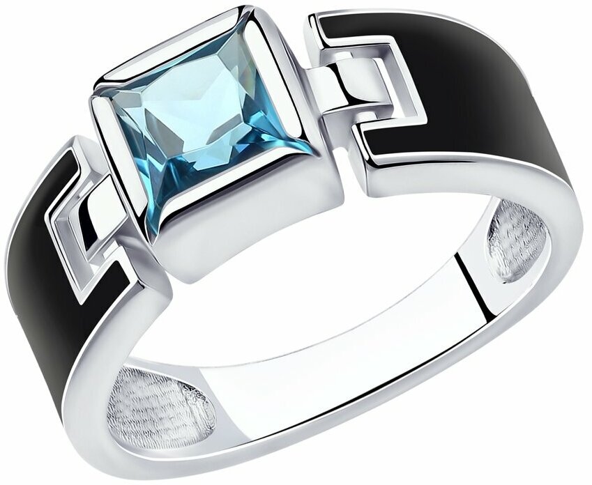 Кольцо Diamant online, серебро, 925 проба, эмаль, Лондон топаз
