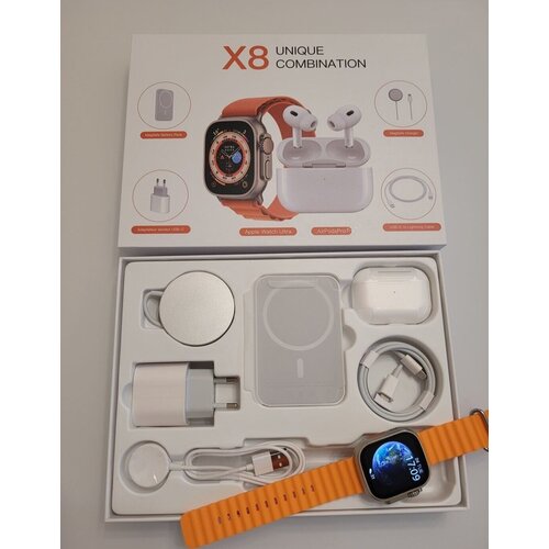 Набор X8 UNIQUE COMBINATIO6 в 1Умные часы Smart X8 UltraБеспроводные наушникиПодходит на iOS и androidSMART WATCHбелый 479500₽