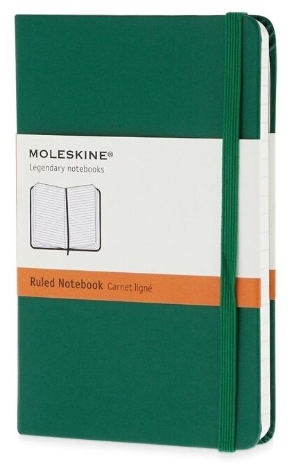 Записная книжка Moleskine Classic (в линейку) в твердой обложке, Pocket (9x14см), зеленый