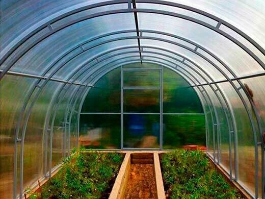 фото Распродажа остатка склада 2023- Теплица из поликарбоната оцинкованная, арочная, двойная ферма шаг 0,65 м, с сотовым поликарбонатом 4 мм. Формат 3х4х2,1 м. Две двери с форточками в торцах. Без фундамента.