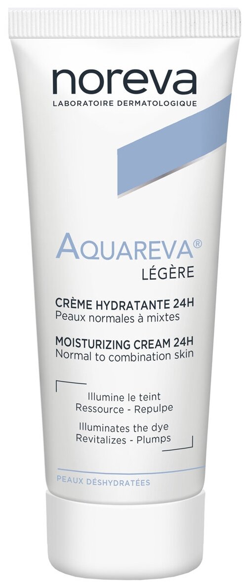 Noreva laboratories Aquareva Light Moisturizing Cream 24H Крем Легкий увлажняющий 24 часа для нормальной и комбинированной кожи лица, 40 мл