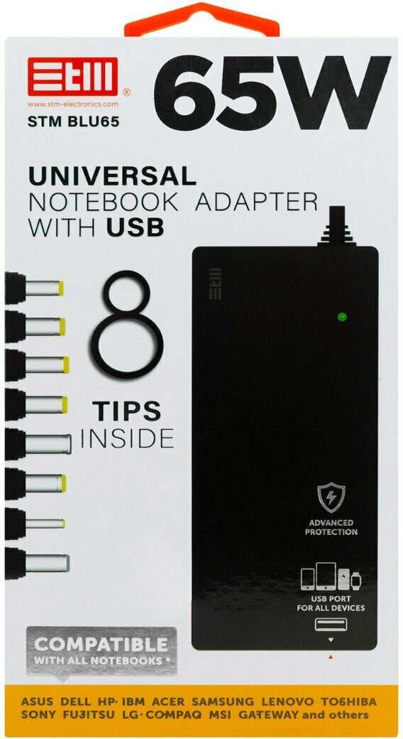 Универсальный блок питания адаптер для ноутбука STM BLU65 65Вт