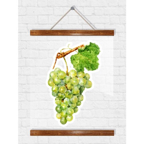 Постер / Плакат / Картина Прозрачный постер - Гроздь светлого винограда 50x70