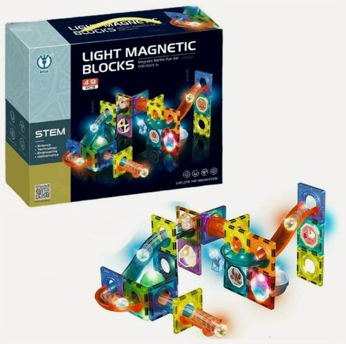Изображение товара Светящийся магнитный конструктор Light Magnetic Blocks №2300 49 деталей