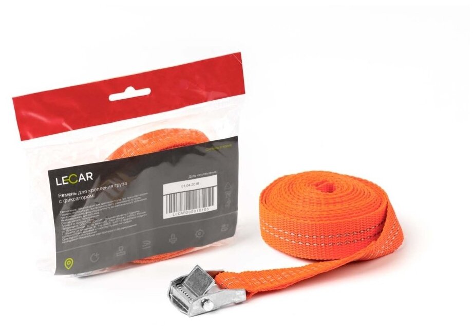фото Ремень для крепления груза с фиксатором, ширина ленты 25мм, 4м. lecar lecar000010105