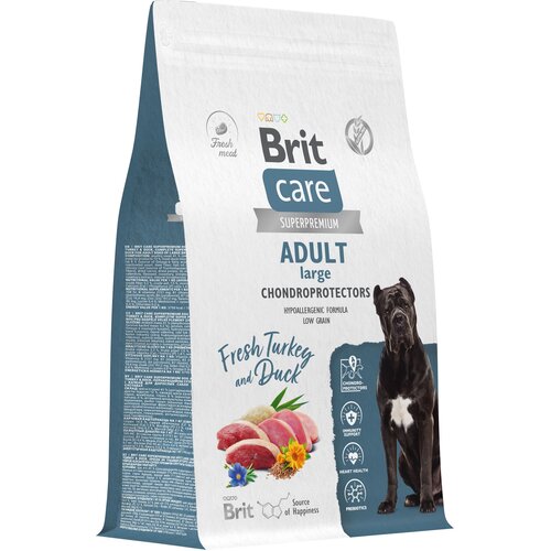 Сухой корм для собак крупных пород Brit Care Dog Adult Large Chondroprotectors​​, здоровье костей и суставов, с индейкой и уткой 3 кг