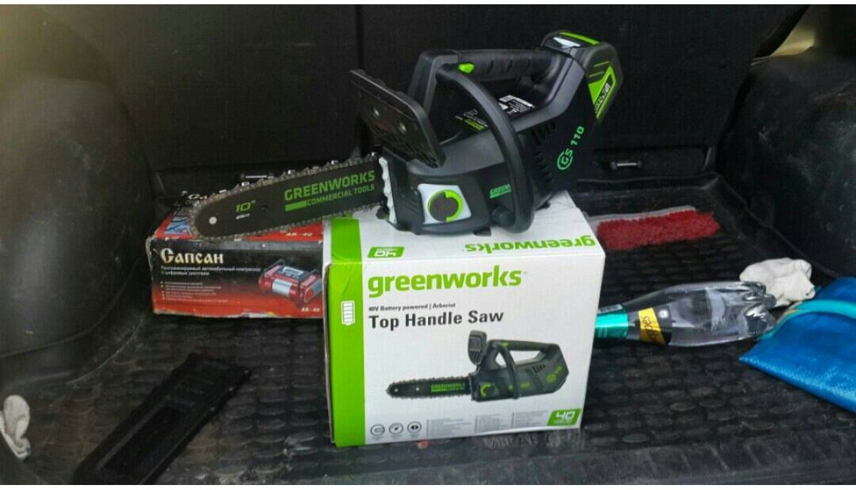 Аккумуляторная пила Greenworks GD40TCS шаг цепи 1/4" 0 40 В/4 А·ч