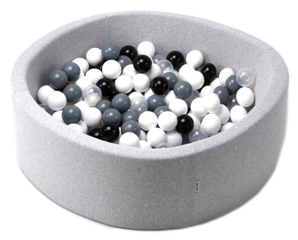 Сухой игровой бассейн “Морская пена” серый выс. 40см. с 200 шарами в комплекте: белый, черный, серый, прозрачный - фотография № 2