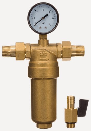 Изображение товара Фильтр, латунный, с манометром 3/4" (для горячей воды) TST 1шт.