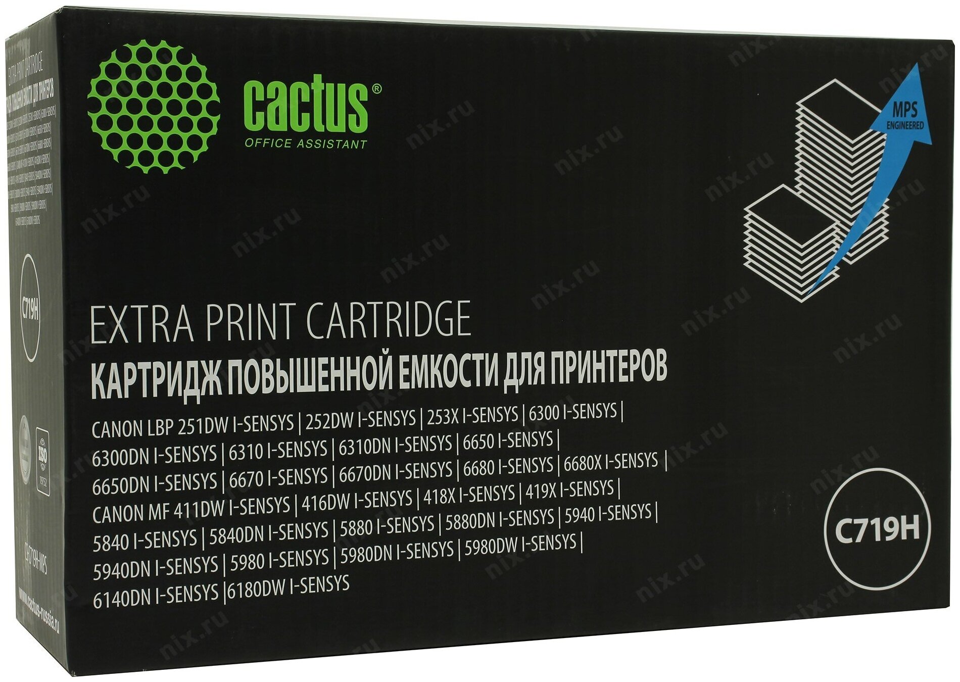 Картридж Cactus CS-C719H-MPS 719HX черный, для CANON MF5840dni-Sensys/MF5880dni; LBP6300i/6650i, ресурс до 8000 страниц