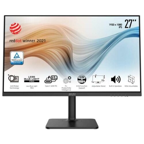 Монитор LCD 27 [16:9] 1920х1080(FHD) IPS, nonGLARE, Нет, 75 Гц, 250cd/m2, H178°/V178°, 1000:1, 100M:1, 16,7 миллионов цветов, 5ms, HDMI, DP, Height ad