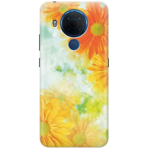фото Cиликоновый чехол на nokia 5.4 / нокиа 5.4 с принтом "оранжевые цветы" gosso