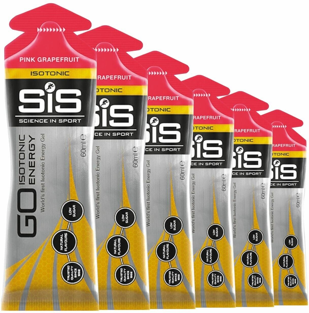 Гель питьевой SCIENCE IN SPORT (SiS) GO Isotonic Energy Gels 6 x 60 мл, Розовый грейпфрут