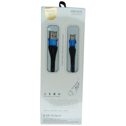 Дата кабель USB / Micro, Вся-Чина DR-30, 3.0A, Синий, 120 см