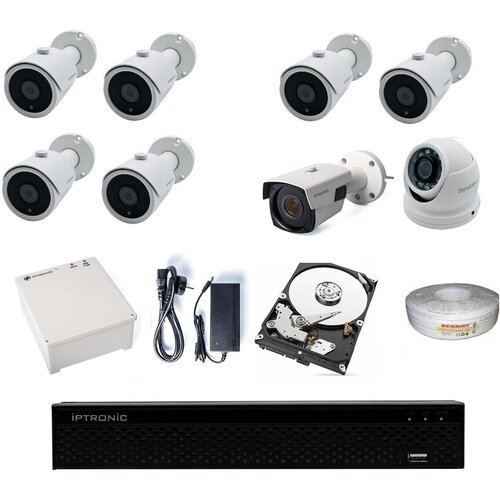 Комплект видеонаблюдения AHD IPTRONIC дача/коттедж 4Tb Bullet-Dome Kit 6-2 ИБП1