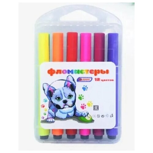 Фломастеры трёхгранные 12 цветов в пенале 446₽