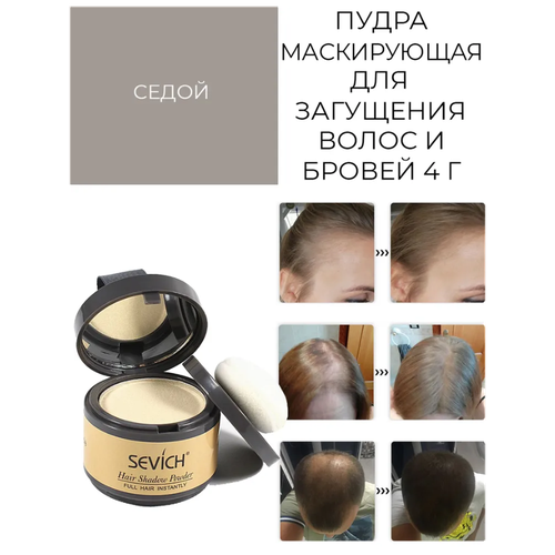 SEVICH Пудра маскирующая для волос Hair shadow, седой, 4 г пудра для волос sevich 12 г компактная водостойкая 3 цвета